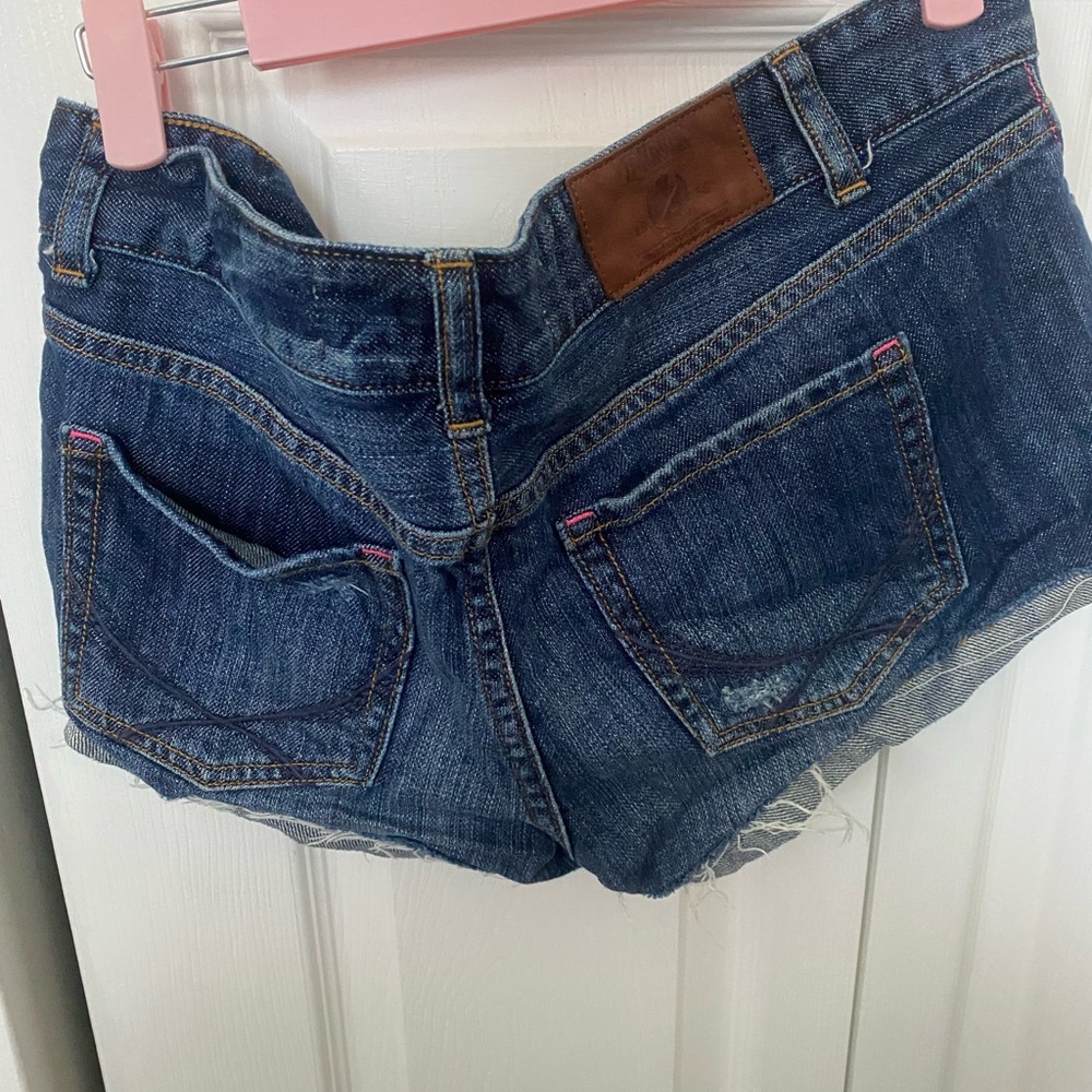 PINK Victoria's Secret Blue Distressed Jean Shorts - Picture 2 of 4